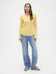 Gap Yellow Waffle Knit Crew Neck T-Shirt - Image 3 of 4