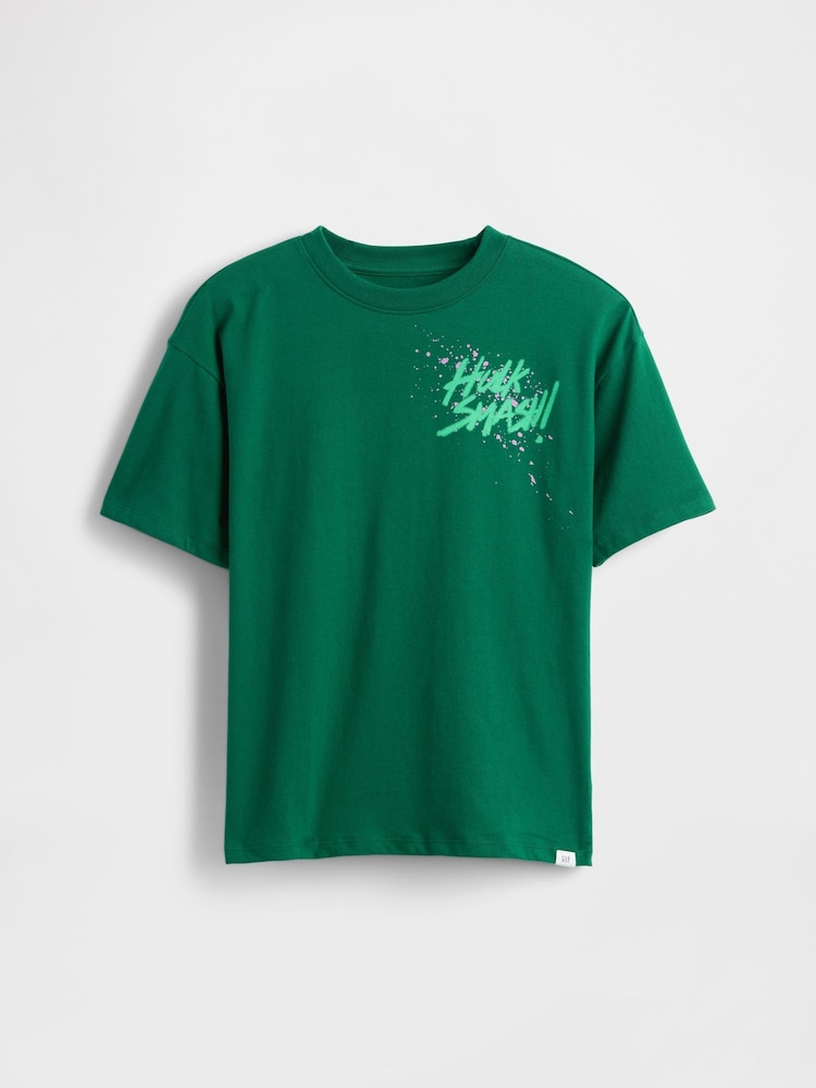 Gap Green Marvel Relaxed Graphic T-Shirt (4-13yrs) - Image 1 of 6