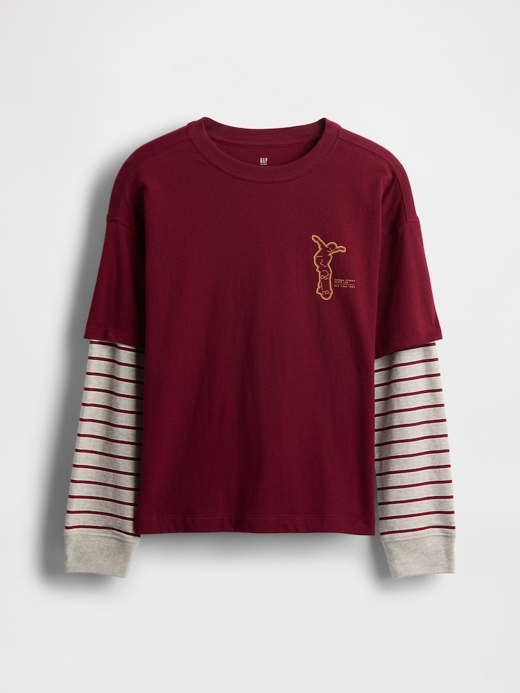 Gap Red 2-in-1 Graphic T-Shirt (4-13yrs) (4-13yrs) - Image 1 of 2 Gap Red 2-in-1 Graphic T-Shirt (4-13yrs) (4-13yrs) - Image 1 of 2
