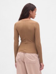 Gap Beige Sheer Modern Rib T-Shirt - Image 2 of 4