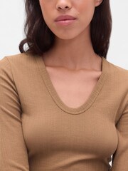Gap Beige Sheer Modern Rib T-Shirt - Image 4 of 4