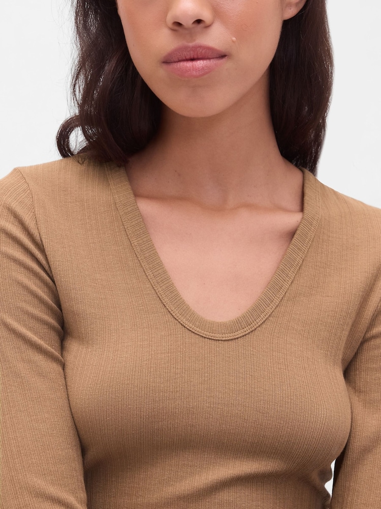Gap Beige Sheer Modern Rib T-Shirt - Image 4 of 4