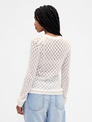 Gap White Pointelle Sweatshirt - Image 2 of 4