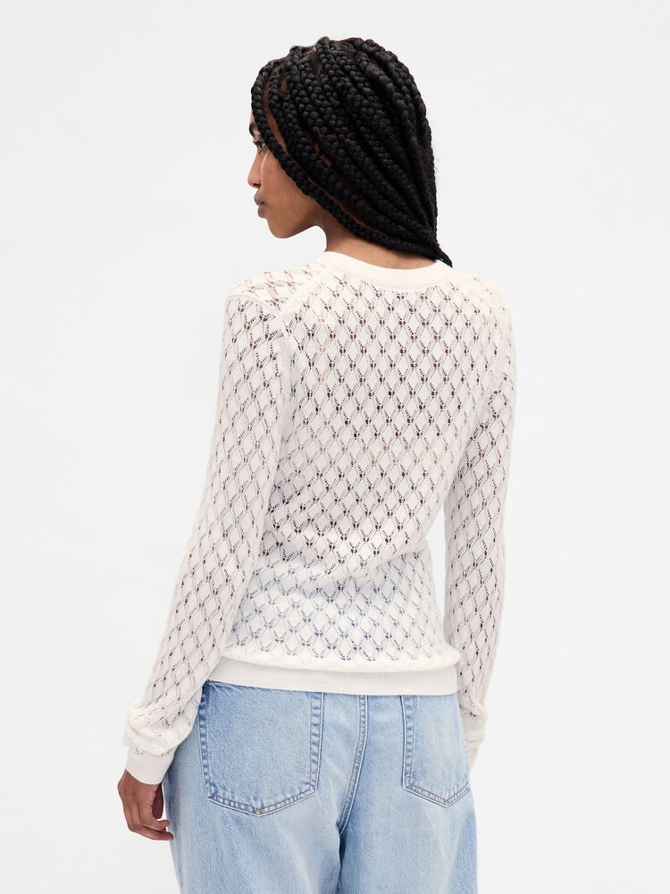 Gap White Pointelle Sweatshirt - Image 2 of 4