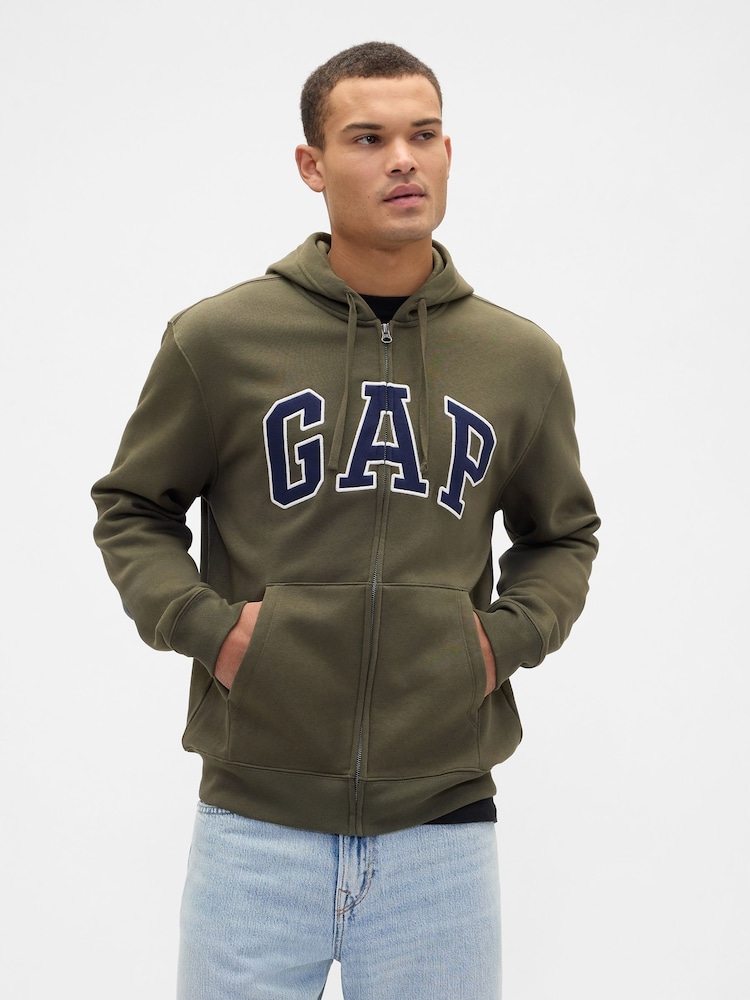Gap Green Relaxed Logo Zip Hoodie - Image 1 of 4 Gap Green Relaxed Logo Zip Hoodie - Image 1 of 4