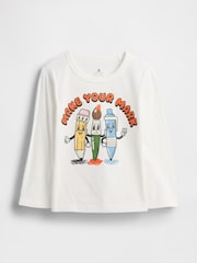 Gap White Graphic Crew Neck Long Sleeve T-Shirt (6mths-5yrs) (6mths-5yrs) - Image 1 of 2