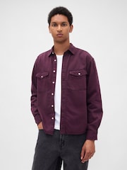Gap Purple UltraSoft Denim Relaxed Shirt - Image 1 of 4