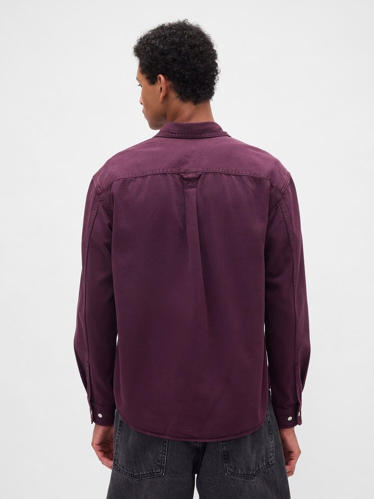 Gap Purple UltraSoft Denim Relaxed Shirt - Image 2 of 4 Gap Purple UltraSoft Denim Relaxed Shirt - Image 2 of 4