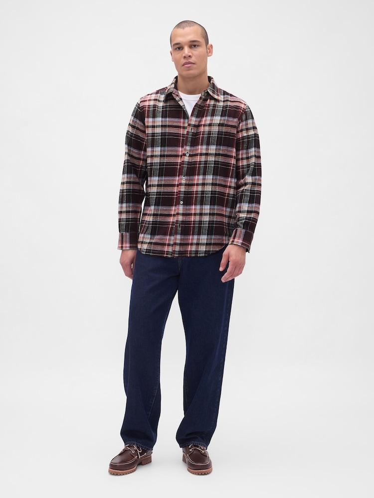 Gap Red Cotton Relaxed Flannel Shirt - Image 1 of 3