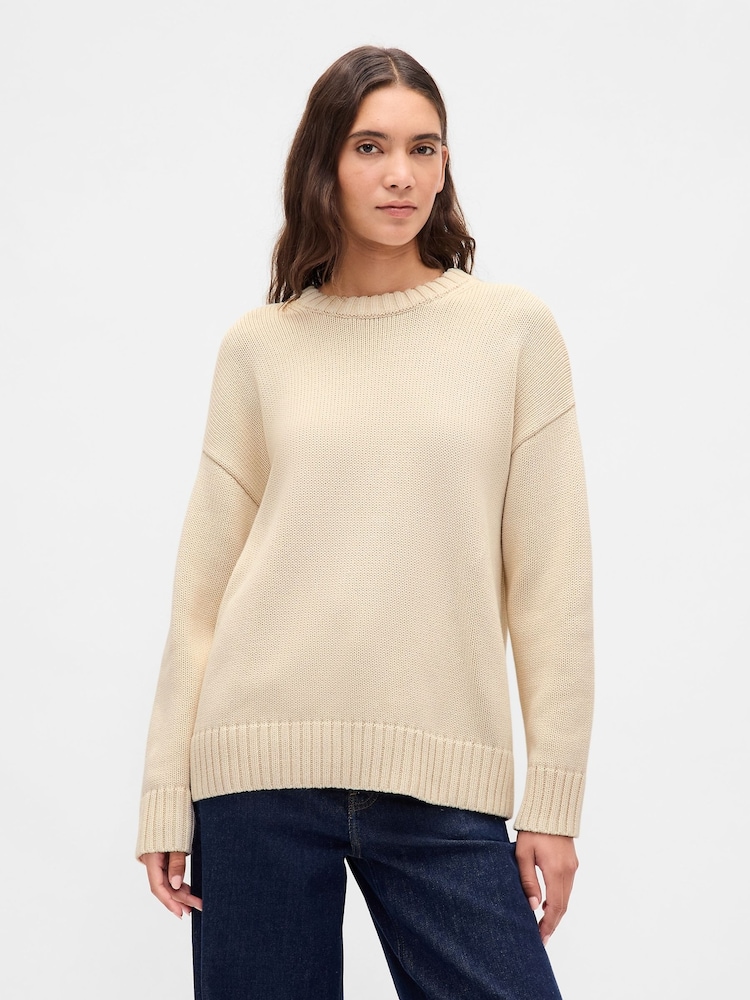 Gap Cream Cotton Oversized Jumper - Image 1 of 4