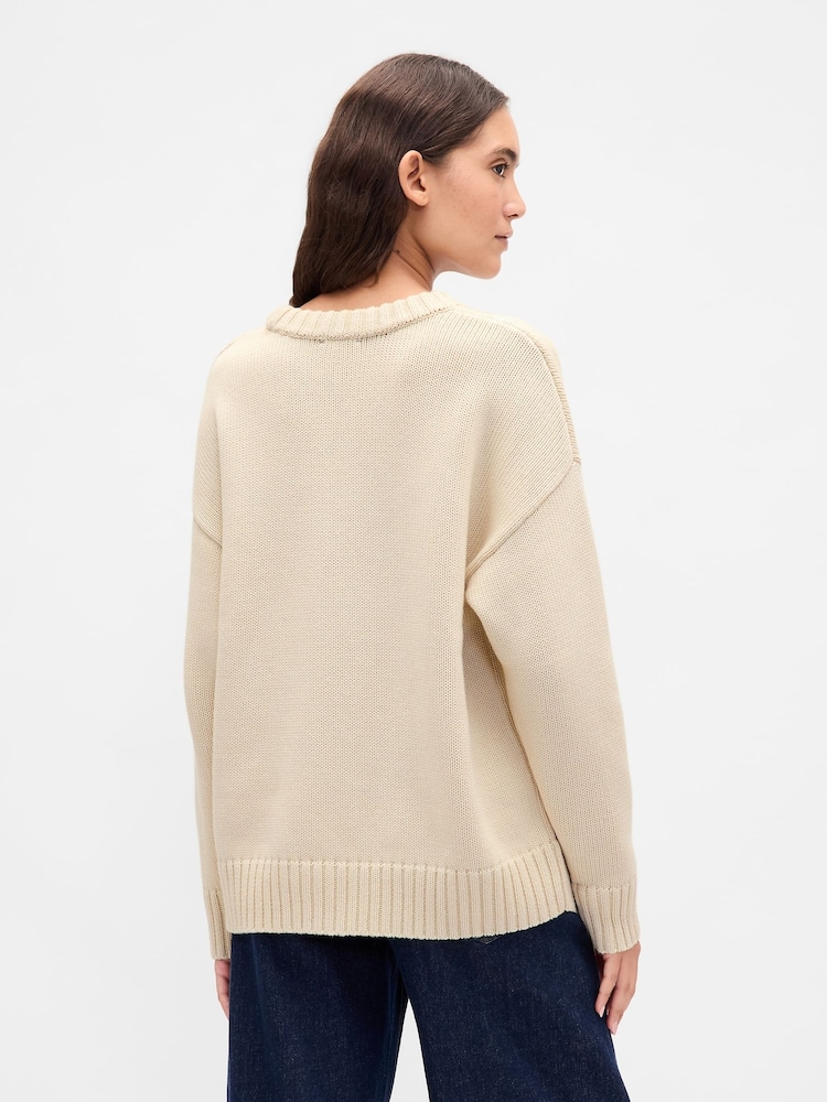 Gap Cream Cotton Oversized Jumper - Image 2 of 4