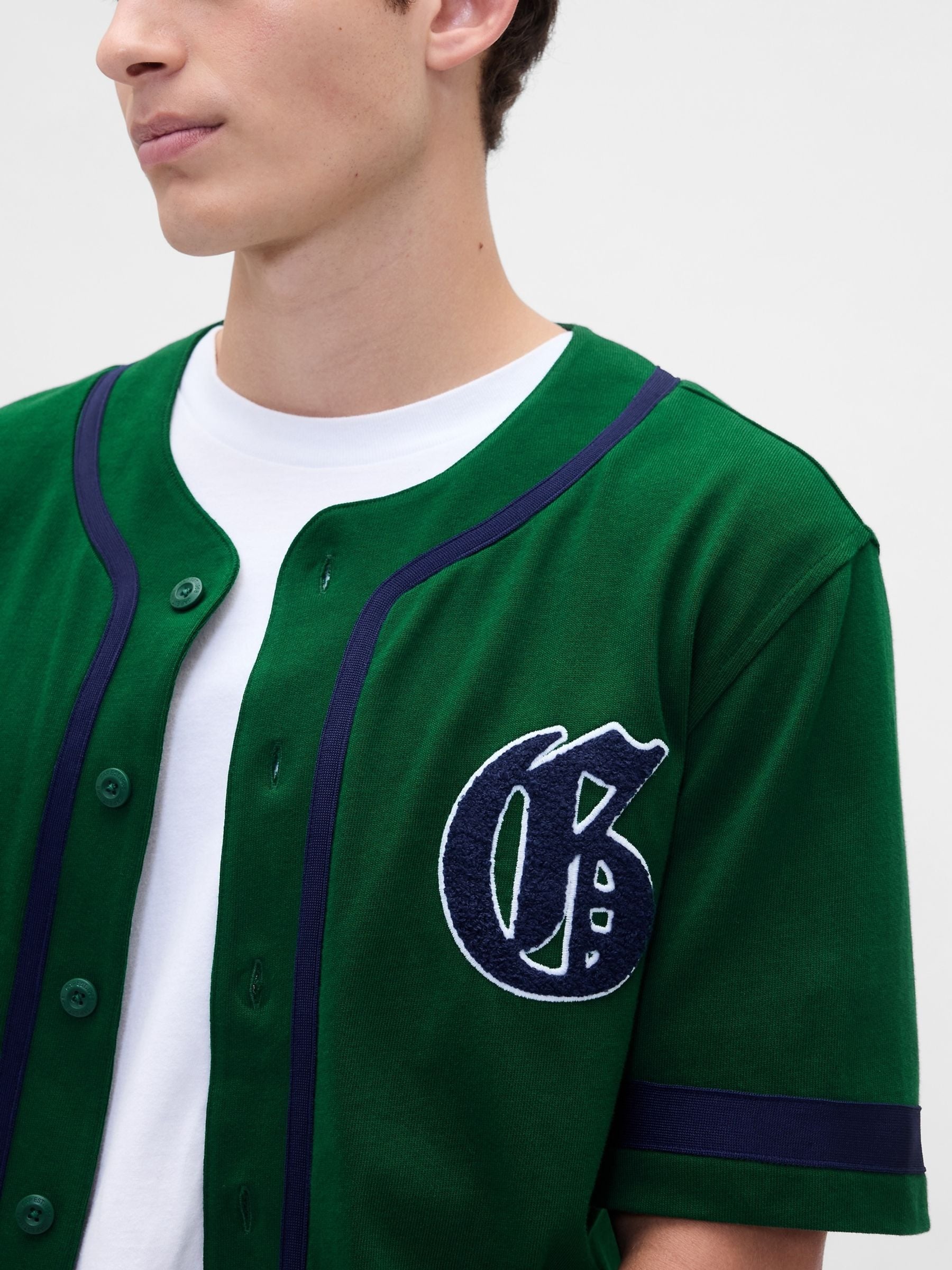 Buy Gap Green/Navy Varsity Logo Baseball Jersey T-Shirt from Next