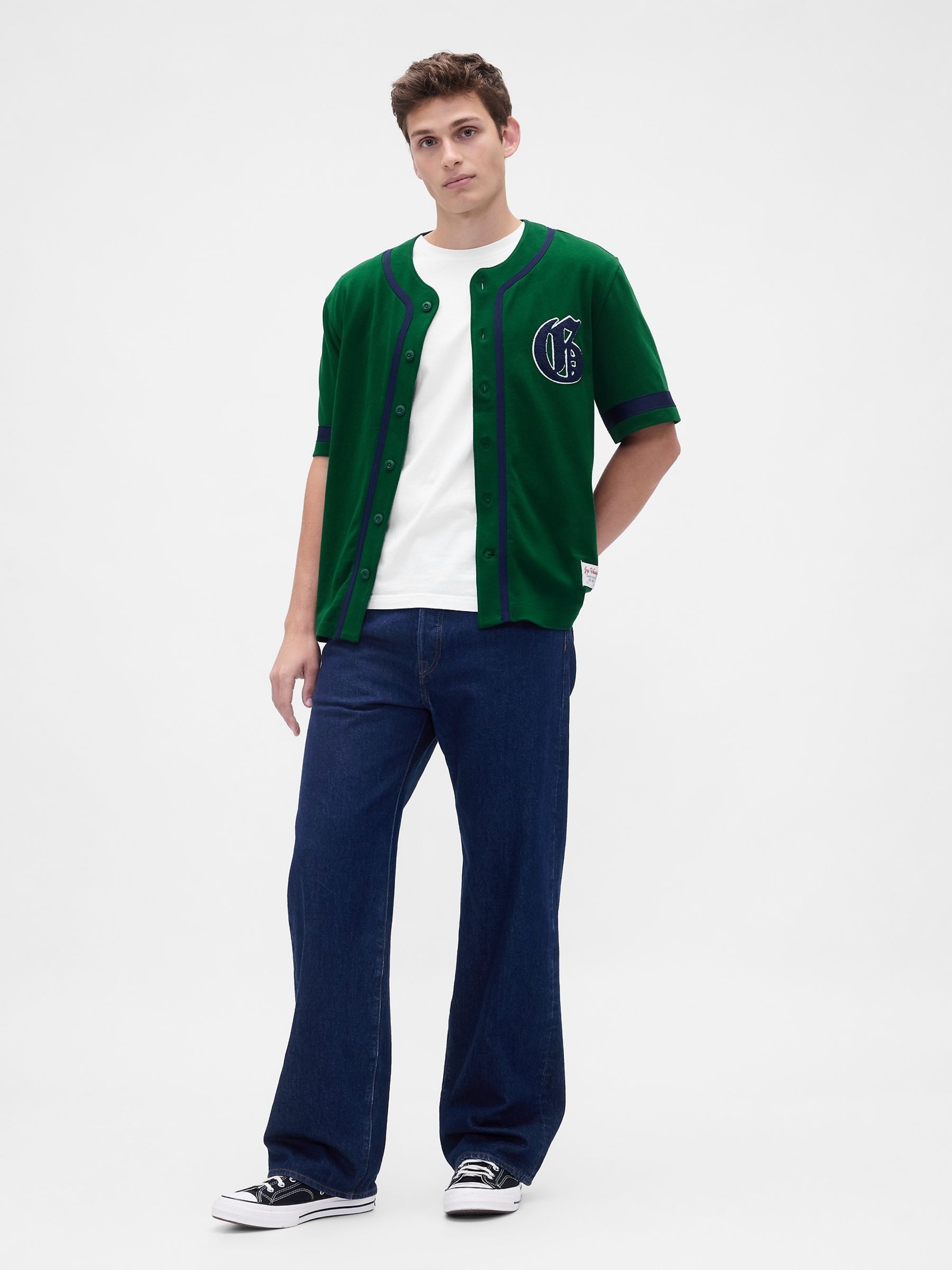 Buy Gap Green/Navy Varsity Logo Baseball Jersey T-Shirt from Next