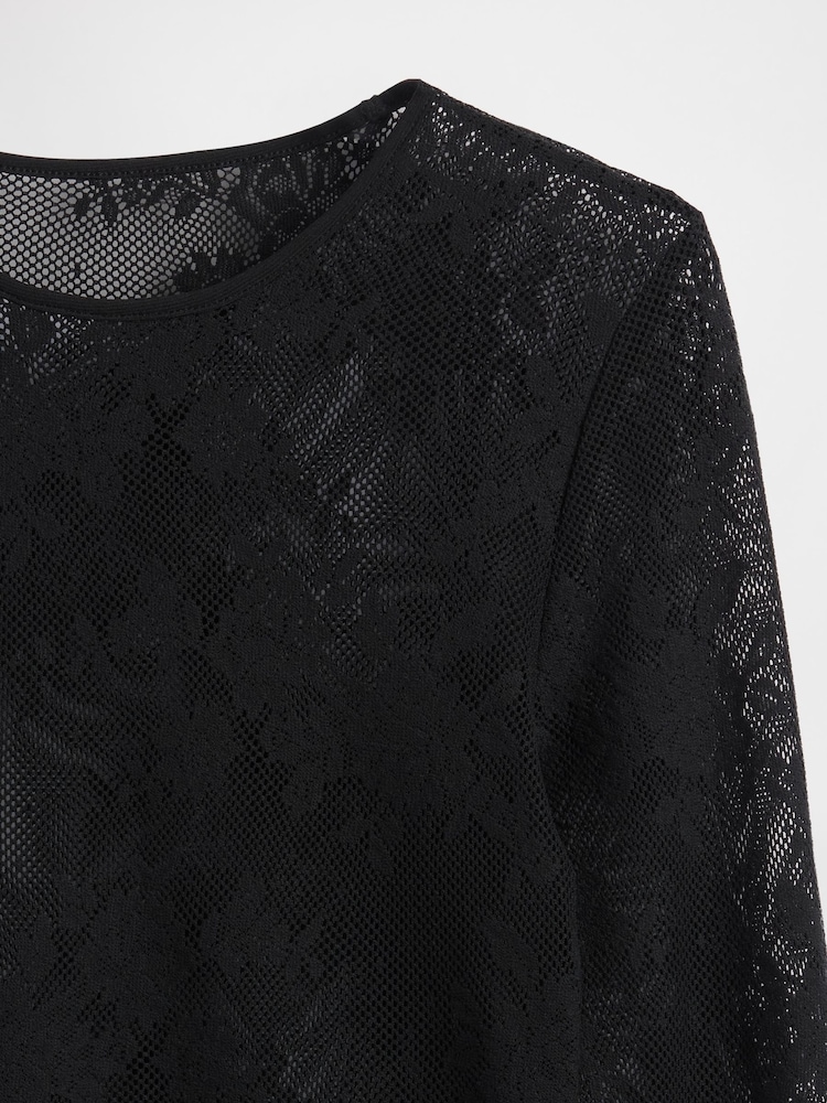 Gap Black Sheer Lace Top - Image 4 of 4