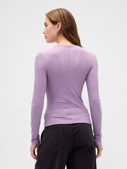 Gap Purple Sheer Modern Rib T-Shirt - Image 2 of 4