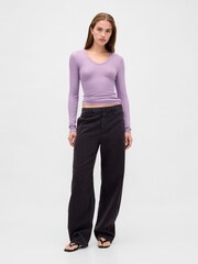 Gap Purple Sheer Modern Rib T-Shirt - Image 3 of 4