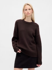 Gap Brown Cotton Oversized Jumper - Image 1 of 4