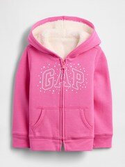 Gap Pink Logo Sherpa Lined Hoodie (6mths-5yrs) (6mths-5yrs) - Image 1 of 3