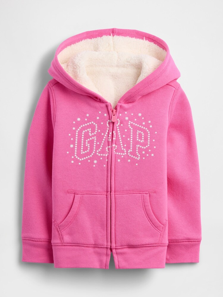Gap Pink Logo Sherpa Lined Hoodie (6mths-5yrs) (6mths-5yrs) - Image 1 of 3