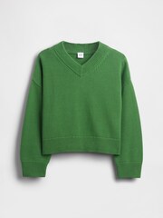 Gap Green Boxy V-Neck Jumper (4-13yrs) - Image 1 of 3