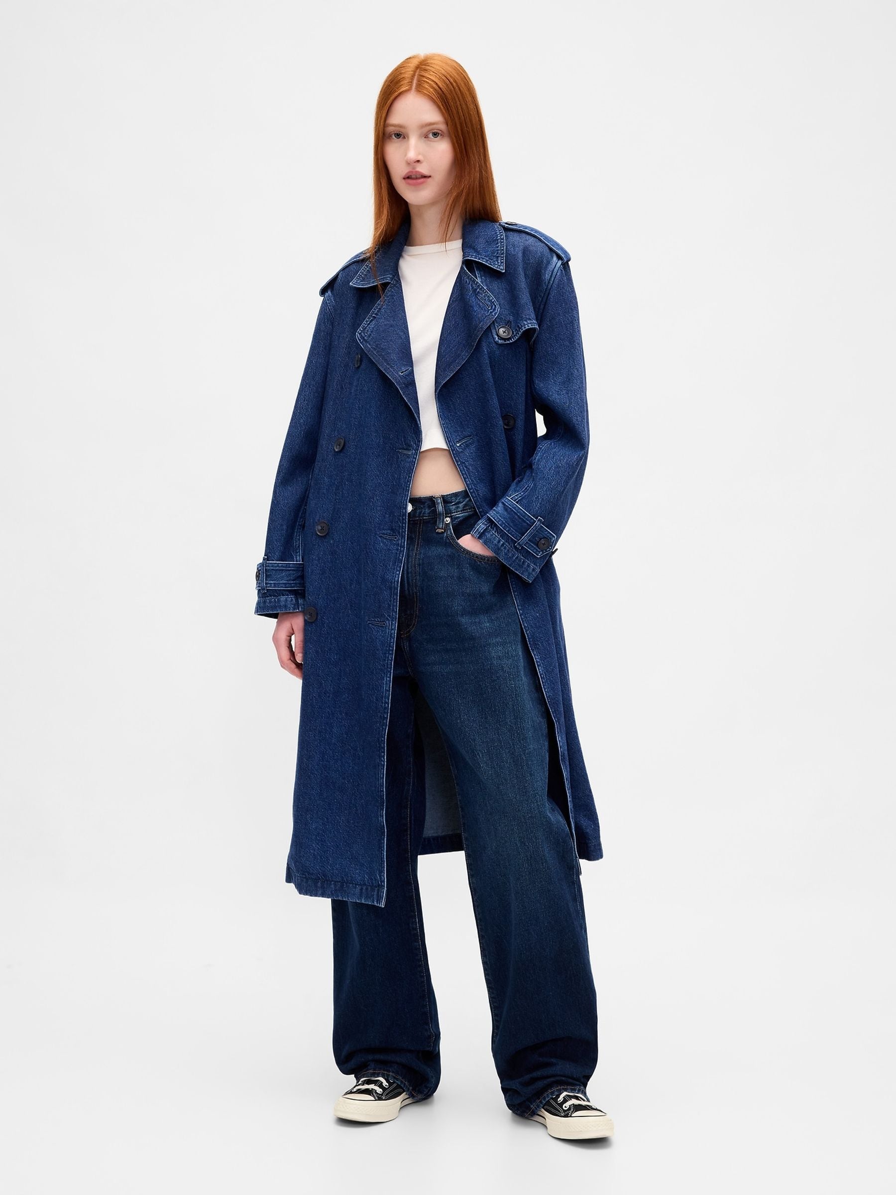 Buy Gap Dark Indigo Blue UltraSoft Denim Trench Coat from Next Ireland