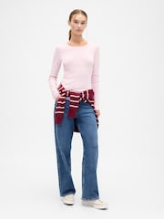 Gap Pink Long Sleeve Modern Crewneck T-Shirt - Image 4 of 5