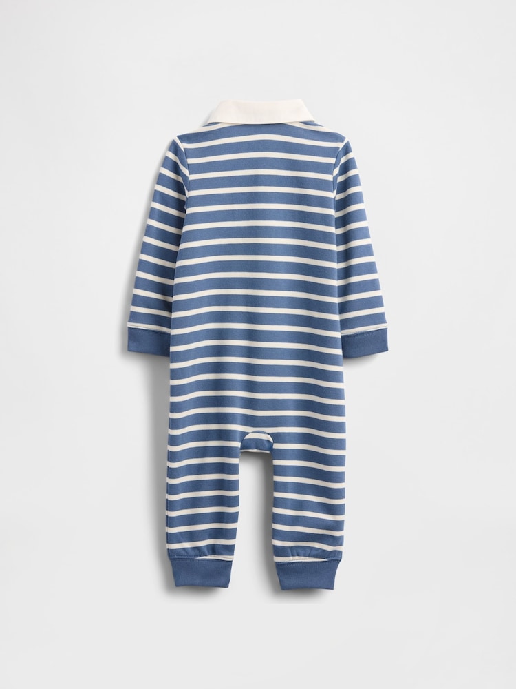 Gap Blue VintageSoft Varsity Bear Logo Sleepsuits One-Piece (Newborn-24mths) (0-24mths) - Image 2 of 4 Gap Blue VintageSoft Varsity Bear Logo Sleepsuits One-Piece (Newborn-24mths) (0-24mths) - Image 2 of 4