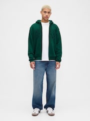 Gap Green Relaxed Logo Sherpa-Lined Zip Hoodie - Image 3 of 4