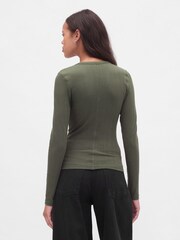 Gap Green Sheer Modern Rib T-Shirt - Image 2 of 4