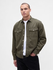 Gap Brown UltraSoft Denim Relaxed Shirt - Image 1 of 4