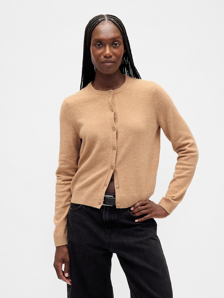 Gap Beige Soft Touch Crop Cardigan - Image 1 of 4 Gap Beige Soft Touch Crop Cardigan - Image 1 of 4
