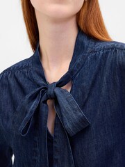 Gap Blue Denim Tie-Neck Shirt - Image 4 of 4