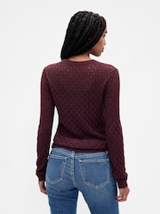 Gap Burgundy Red Pointelle Sweatshirt - Image 2 of 4