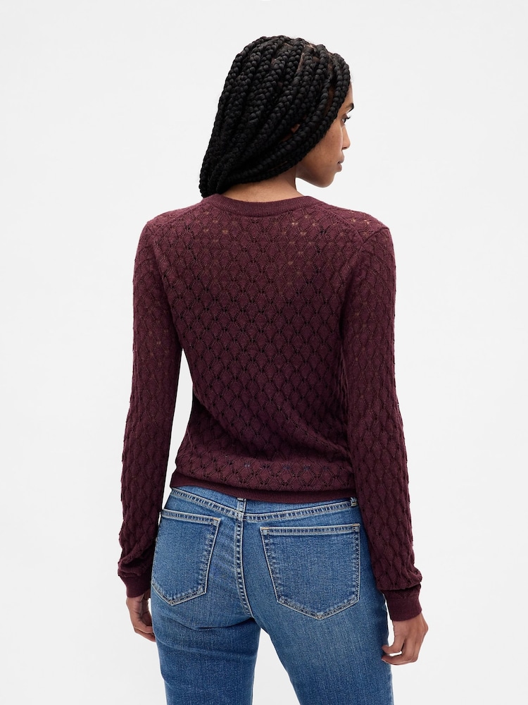 Gap Burgundy Red Pointelle Sweatshirt - Image 2 of 4