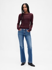 Gap Burgundy Red Pointelle Sweatshirt - Image 3 of 4