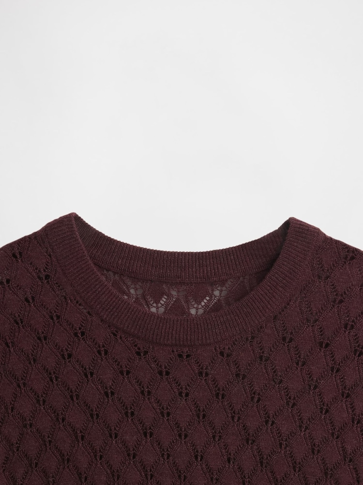 Gap Burgundy Red Pointelle Sweatshirt - Image 4 of 4