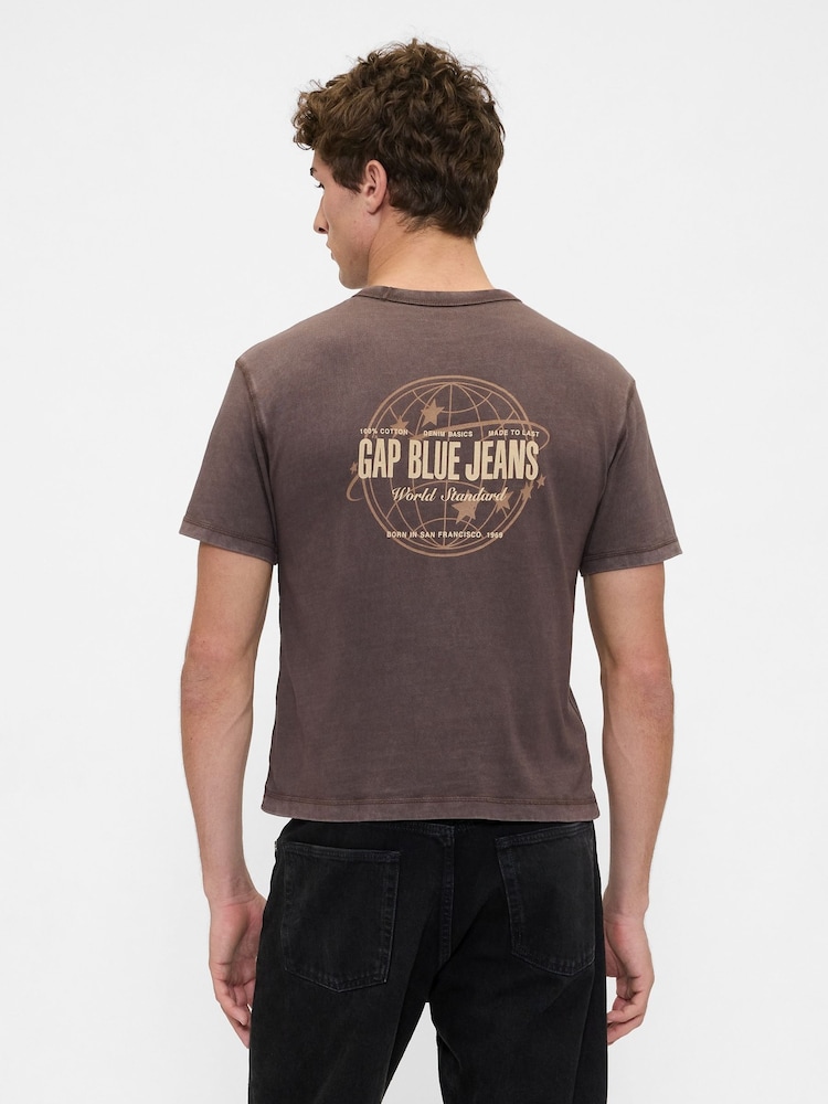 Marrón - Gap Heavyweight Crop Graphic T-Shirt - Imagen 2 de 4
