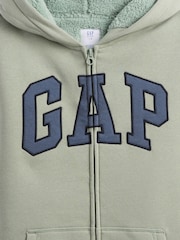 Gap Green Logo Sherpa-Lined Zip Hoodie (4-13yrs) - Image 3 of 3
