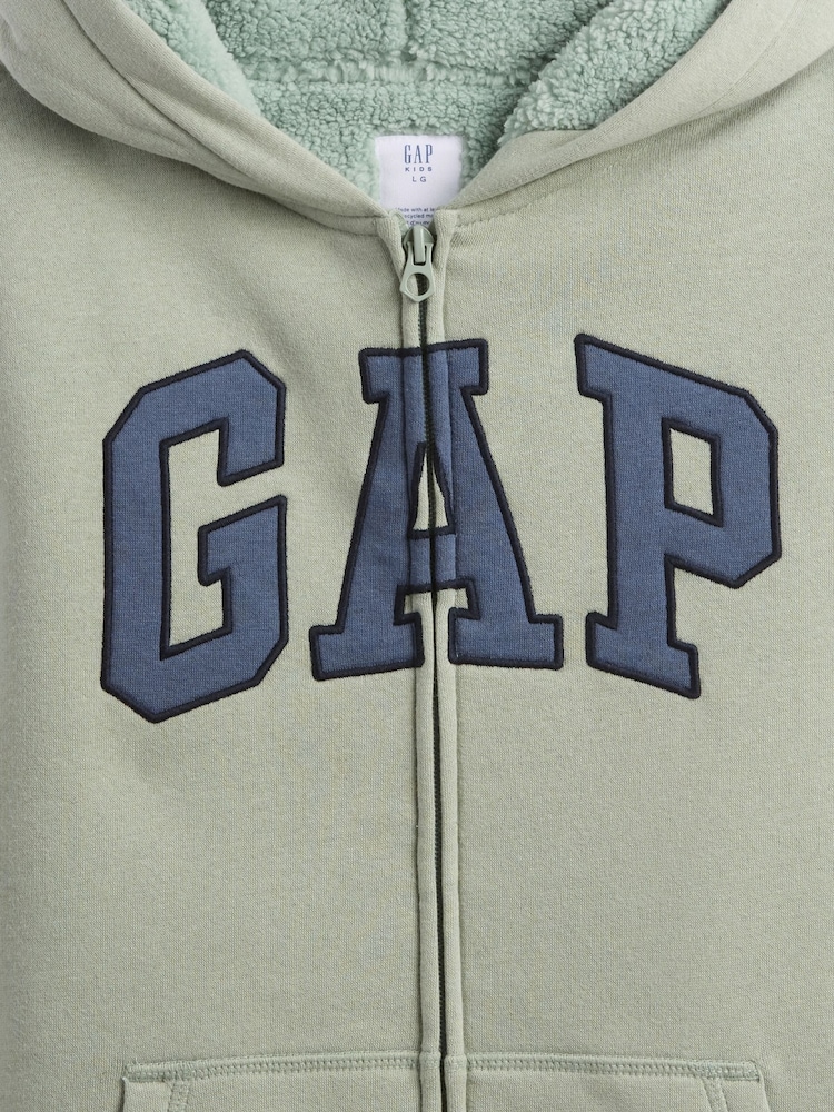 Gap Green Logo Sherpa-Lined Zip Hoodie (4-13yrs) - Image 3 of 3