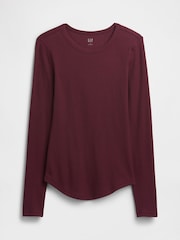 Burgundsko rdeča - Gap Waffle Knit Long Sleeve T-Shirt - Slika 5 iz 5