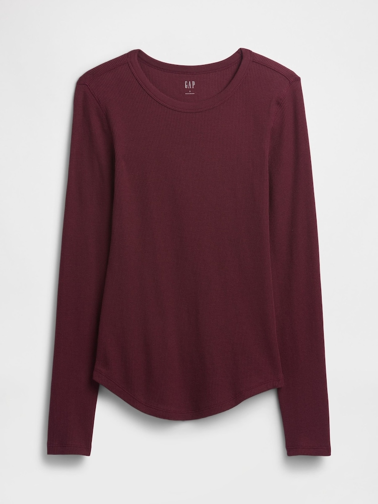 Gap Burgundy Red Waffle Knit Long Sleeve T-Shirt - Image 6 of 6 Gap Burgundy Red Waffle Knit Long Sleeve T-Shirt - Image 6 of 6