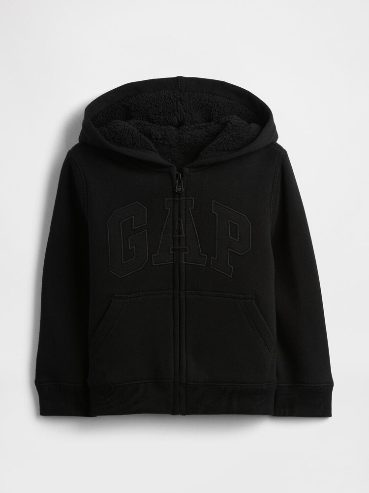 Gap Black Logo Sherpa Zip Hoodie (6mths-5yrs) (6mths-5yrs) - Image 1 of 3