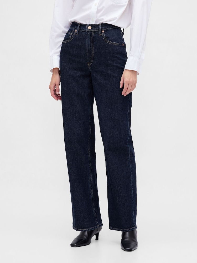 Gap Dark Blue High Waisted '90s Loose Jeans - Image 1 of 6 Gap Dark Blue High Waisted '90s Loose Jeans - Image 1 of 6