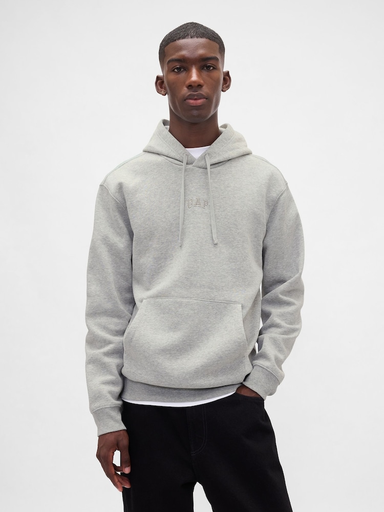 Gap Grey Relaxed Mini Logo Hoodie - Image 1 of 4