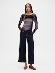 Gap Blue Modern Crewneck Long Sleeve T-Shirt - Image 3 of 5
