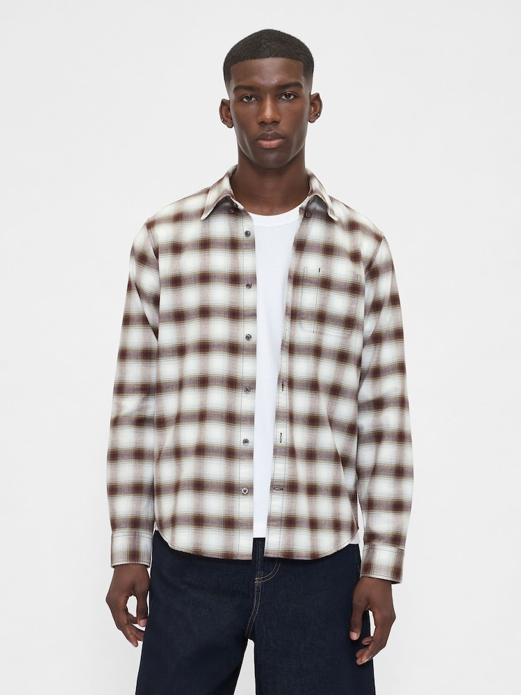 Gap Brown/White Check Oxford Shirt - Image 1 of 4 Gap Brown/White Check Oxford Shirt - Image 1 of 4