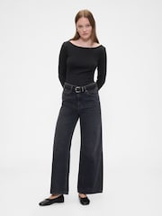 Gap Black Modern Ribbed Boatneck T-Shirt 2-Pack - Image 4 of 4