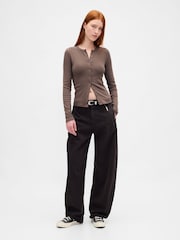 Gap Mid Brown Modern Crew Neck Cardigan - Image 3 of 4