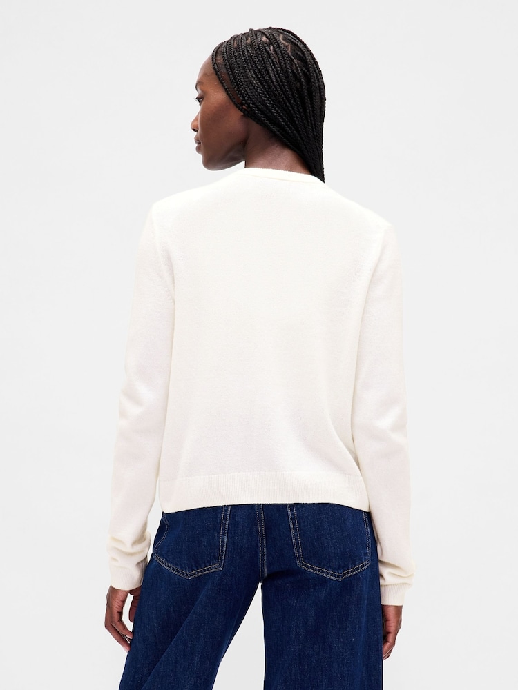 Gap White Soft Touch Crop Cardigan - Image 2 of 4 Gap White Soft Touch Crop Cardigan - Image 2 of 4
