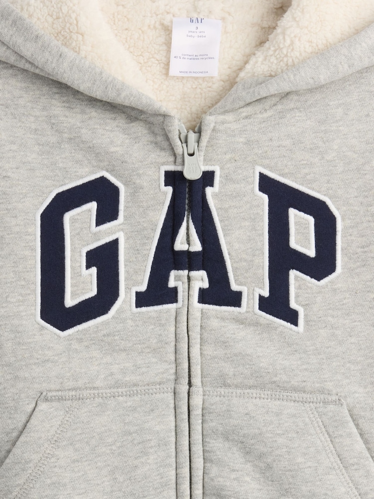 Gap Grey Logo Sherpa Zip Hoodie (6mths-5yrs) (6mths-5yrs) - Image 3 of 3